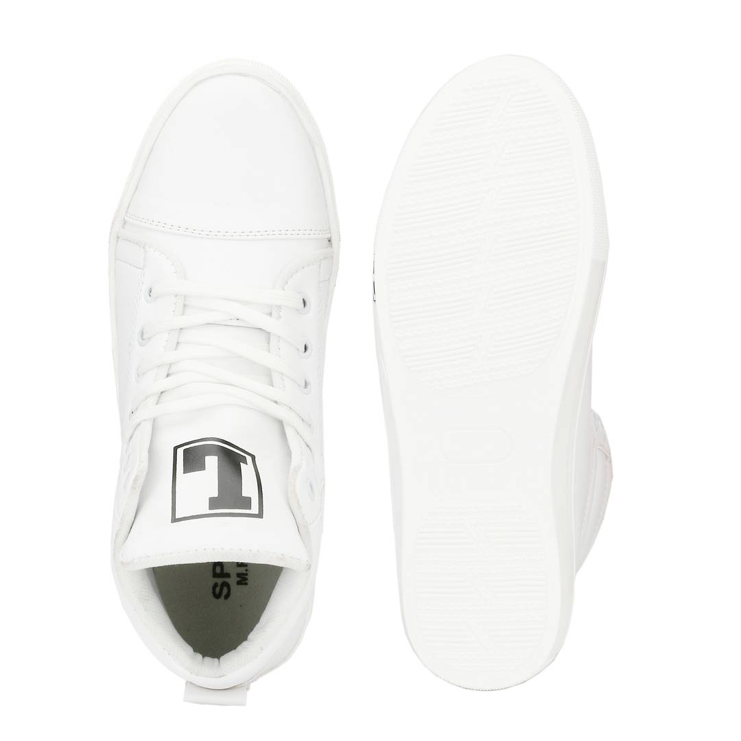 White Synthetic Sneakers Casual Shoes for Men's