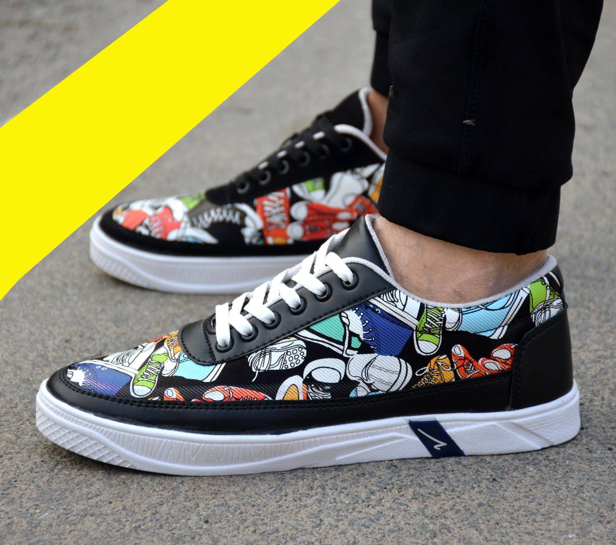 Men's Stylish Multicoloured Printed Casual Sneakers
