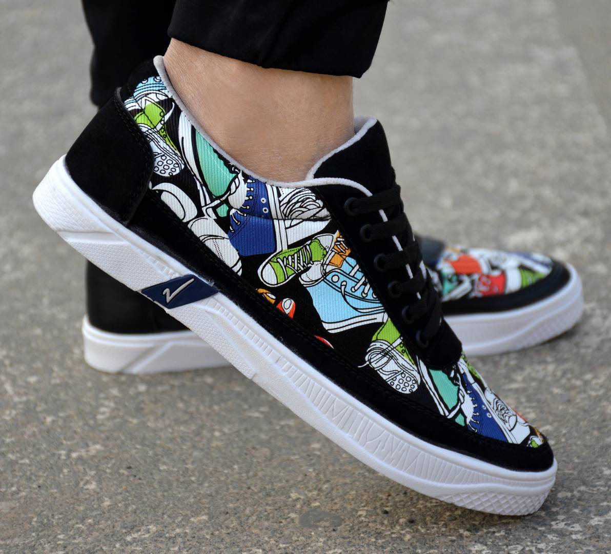 Men's Stylish Multicoloured Printed Casual Sneakers