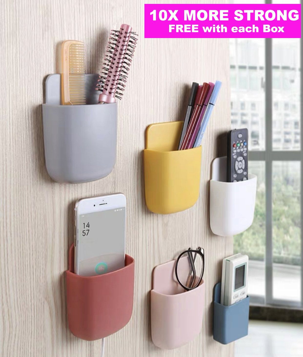 Universal Wall Storage Box - FREE Double Side Hooks (Pack of four)