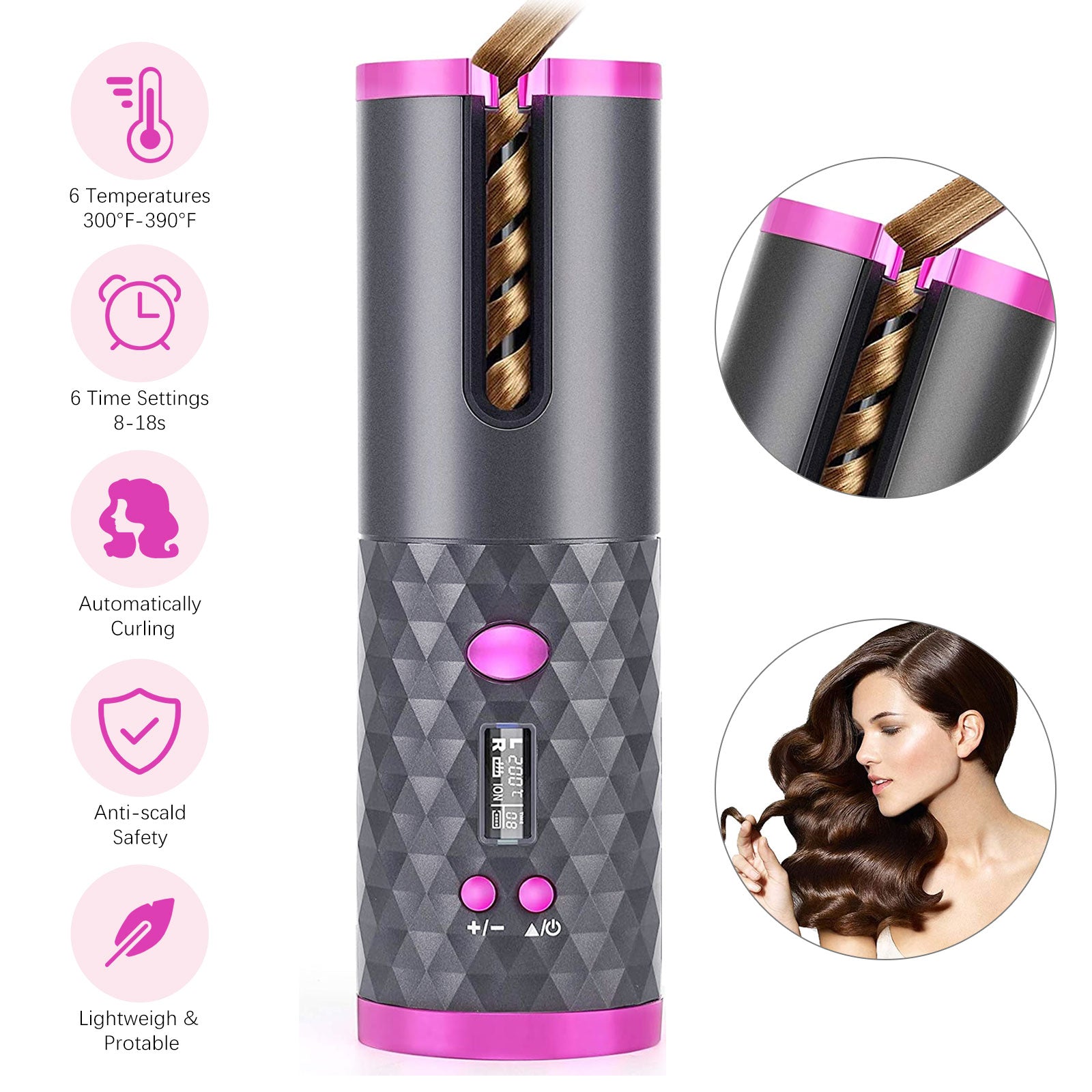 AUTOMATIC USB HAIR CURLER WITH CERAMIC COATING BY CHARMLY